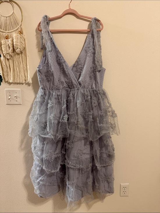 ARULA Dresses & Skirts - Arula Size A Tiered Lace Tulle Dress in Dusty Blue